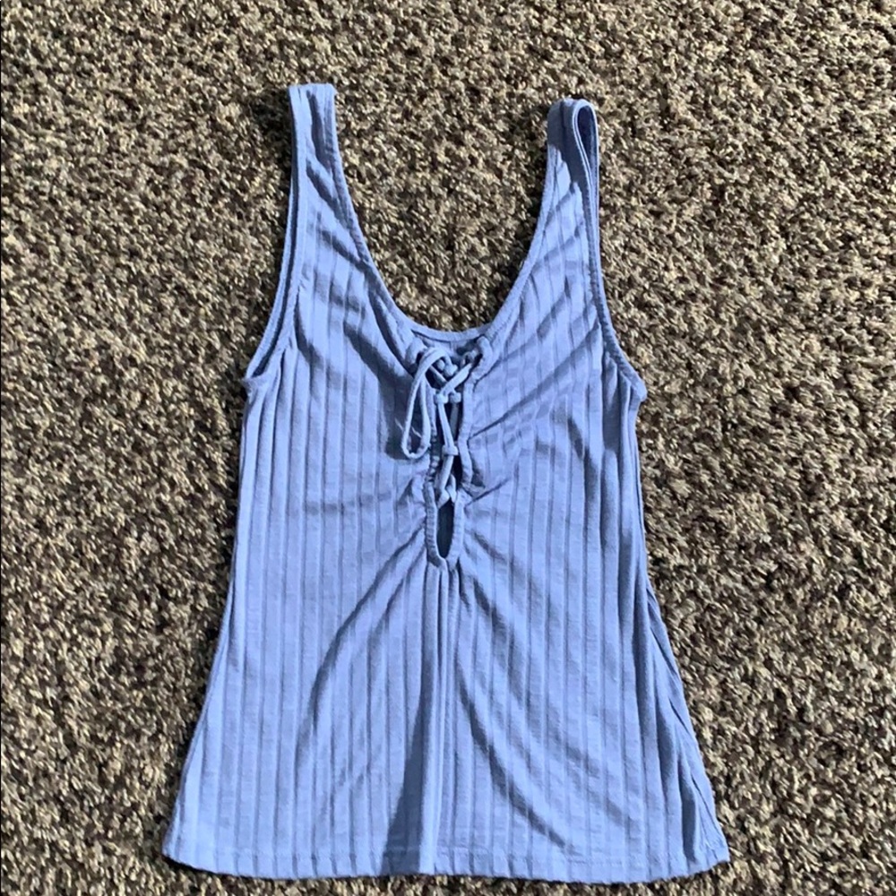 Rubbed blue UO lace up tank